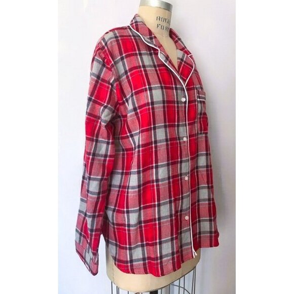 H&M RED BLUE HOLIDAY PLAID PAJAMA PJ SET L NWT - Picture 4 of 12
